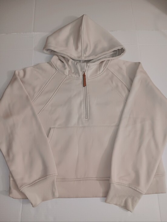 Laslulu Tops - LASLULU QUARTER- ZIP FLEECE INTERIOR THUMB- HOLE HOODED SWEATSHIRT